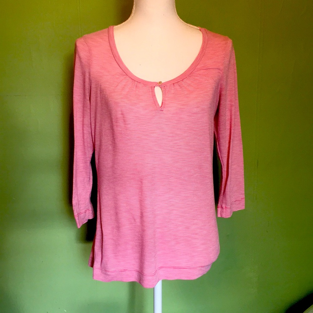 SPLENDID RED AND WHITE STRIPED TOP 3/4 sleeves